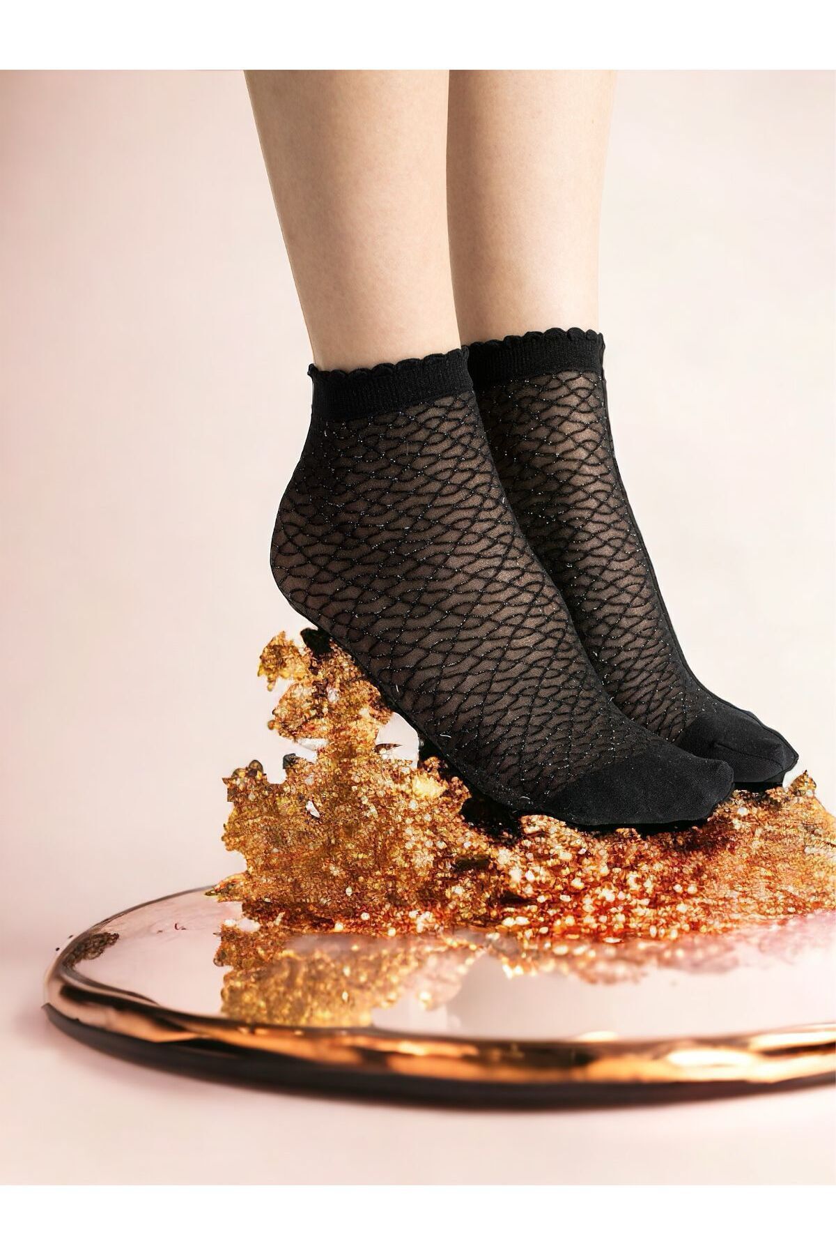 2'li Dantelli Simli Soket Çorap